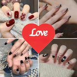 Daiiibabyyy 24pcs French y2k Water drop chain love flash False art Nails set Press on full cover nails With Glue fashion Artificial