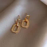 Daiiibabyyy  Exquisite Luxury Micro Inlaid Zircon Geometric Square Earrings for Woman Korean Fashion Jewelry Party Girls Unusual Earring