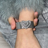 DAIIIBABYYY  -  Small Niche Design Sweet Cool Strap Style Bracelet Spicy Girl Heart Water Diamond Design High-End Luxury Adjustable Bracelet
