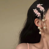 Daiiibabyyy  1PC Spring And Summer Sweet Flower Pearl Tassel Hair Clip Female New Fashion Exquisite Hundred Hundred Hundred Hair Accessories