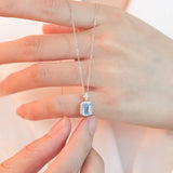 Daiiibabyyy New 925 Sterling Silver Necklace  Luxury Rhine Topaz Pendant Sapphire Necklace  Banquet Glamour Jewelry for Women Engagement