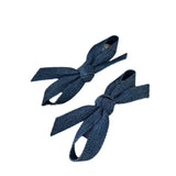 DAIIIBABYYY  -  Fashion Personality Denim Blue Fabric Bow Barrettes a Pair of Hairclips Side Shredded Hair Bangs Clip Duckbill Clip New