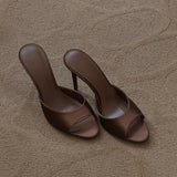 Daiiibabyyy  Sexy Thin High Heel Summer Women Slippers Concise Daily Wear Slip on Shoes Elegant Evening Party Dress Sandalias Mujer