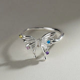 DAIIIBABYYY  -  Sparkling Colorful Zircon Ring for Women Couples New Fashion Elegant Butterfly Geometry Handmade Wedding Bride Jewelry