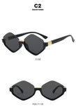 Daiiibabyyy  Retro Large Frame Polygonal Diamond Shaped Sunglasses for Women with A Sense of Luxury Bottom Half Frame Letter Sunglasses