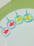 Daiiibabyyy  Cute Acrylic Iridescent Fish Tank Drop Earrings Lovely Cartoon Marine Animals Pendant Earring Women Jewelry Gifts