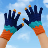 Daiiibabyyy  1 Pairs Ladies' Mittens Korean New Flower Kawaii Sweet Cute Versatile Knitted Gloves Thickened Velvet Warm Soft  Gloves For Girl