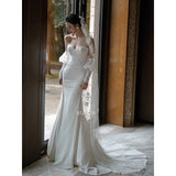 Daiiibabyyy  White Light Luxury Stain Appliques Wedding Dresses Elegant Strapless Off The Shoulder Bride Dress Sexy Mermaid Vestidos De Novia