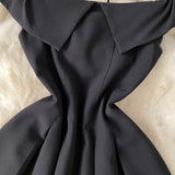 DAIIIBABYYY  -  Sexy pleated Off Shoulder Three-dimensional flower ruffle Dress Chic Vintage Evening Party Club  Women Chic puff dresses