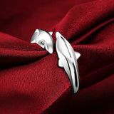 Daiiibabyyy 100% 925 Sterling Silver Ring Smooth Surface Cute Animal Dolphin Adjustable Fine Jewelry For Women Party Bijou Gift