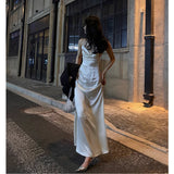 DAIIIBABYYY  -  Womens White Sexy Dress Sling Sleeveless Europe and America Fashion Luxury Backless Spicy Girl Female NEW Summer Long Skirt