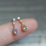 Daiiibabyyy  Light Luxury Blue Water Drop Zircon Hoop Earring for Women Exquisite Y2K Party Jewelry Accessories