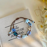 Daiiibabyyy  Ceramic Fish Stars Braided Rope Bracelets for Women Cute Blue Small Buttons Bracelets Romantic Adjustable Jewelry Accessories