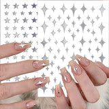 Laser Stars Nail Sticker 5D Realistic Silver Glitter Shiny Self Adheisve Y2K Style Decals Manicure Charms Nail Art Accessories