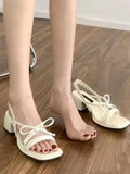 DAIIIBABYYY  -  Summer France Style Vintage Sandals Women Bow Sweet Causal Ankle Strap Shoes Female Holiday Open Toe Korean Fashion Shoes