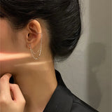 DAIIIBABYYY  -  1 Pc Multi Layer Chain Earrings Long Tassel Piercing Stud Earring Ear Cuff Women's Clip Earrings  Silver Color Ear Jewelry