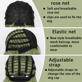 Daiiibabyyy  Green Long Wavy Synthetic Wig with Middle Part, Natural Scalp, Breathable Rose Net for Daily Wear, Cosplay, and Party Looks