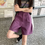 Daiiibabyyy  High Quality Cotton Casual Shorts Women Korean Wide Leg Straight Short Pans Women Summer Black  All Match Streetwear Bottoms New