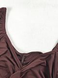 DAIIIBABYYY  -  Solid Sexy Temperament Spliced Fold Mini Dress V Neck Long Sleeves High Waist Slimming Elegant Dresses Female Fashion New