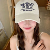 Daiiibabyyy  New Hats Sweet Cool Style Summer Sun Hats American Three Flower Baseball Cap For Women Korean Version Trendy Brand Hat For Men