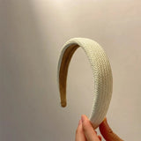 Daiiibabyyy  Vintage Straw Woven Wide-brimmed Headband for Women Braids Rattan Hair Hoop Bohemian Hair Band Nonslip Bezel Hair Accessories