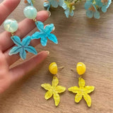 Daiiibabyyy  Trendy Summer Dopamine Colorful Acrylic Starfish Dangle Earrings for Women Summer Ocean Beach Vacation Jewelry Accessories Gifts