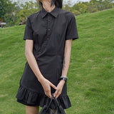 Daiiibabyyy  Shirt Collar Dress New Summer Design Little Black Dress China-Chic Style  birthday dress for women