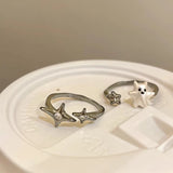 Daiiibabyyy  Sweet Ghost Cross Opening Rings for Women Unique Cute Finger Opening Adjustable Rings Couple Rings Fashion Jewelry Birthday Gift