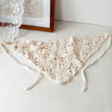 Daiiibabyyy  Pastoral Style Handmade Knitted Headscarf Hat Triangle Sunshade Crochet Headband Hollowed Flower Headscarf Beach Photography