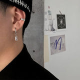 Daiiibabyyy Gothic Cubic Zirconia Cross Drop Dangle Hoop Earrings for Women Men Stainless Steel Hiphop Punk Cool Hoop Earrings Jewelry Gift