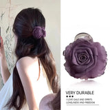 Daiiibabyyy  Elegant Purple Flower Hair Claw for Women Girls Sweet Rose Headwear Back Head Floral Hair Clip Hairpin Fashion Hair Accessories