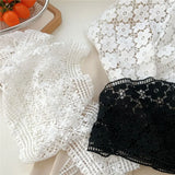 Daiiibabyyy  Retro Floral Printed Lace Triangle Scarf Transparent Embroidered Lace Head Scarf Thin Scarf Accessories Lace Headband Party