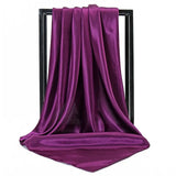 DAIIIBABYYY  -  Imitation Silk Scarf Pure color Women Satin Square Hijab Scarfs For Ladies Luxury Shawl 90*90 Bandana Large Hair Head Scarf