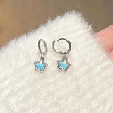 Daiiibabyyy  Y2K Blue Crystal Star Stud Earrings For Women Egirl Exquisite Zircon Pentagram Star Temperament Earrings Aesthetic Jewelry