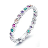 Daiiibabyyy  Slim Dainty Pinky Thin Rings for Women Simple Silver Color Multicolor Zircon Finger Ring Accessories Fashion Y2k Jewelry KCR039