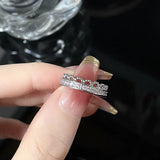Daiiibabyyy  Korea Cute Rabbit Ear Rings Girl Women Bunny Zircon Jewelry Opening Rings For Girlfriend Sweet Cool Wind Jewelry Gifts