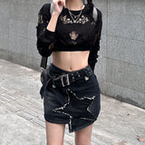 Daiiibabyyy Korean Fashion Irregular Star Denim Skirt Clothing Summer A-Line Hot Girl Y2k Vintage Streetwear Hip Hop Punk Short Mini Skirts