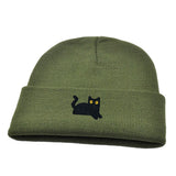 Daiiibabyyy  Sweet Cute Embroidered Cat Knitted Hat Warm Wool Knit Cap Ear Protection Embroidery Winter Caps Sports