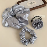DAIIIBABYYY  -  Sweet Simple New Grey Solid Color Satin Elastic Fabric Band Hair Cord Head Cord High-Grade Hair Accessories Wholesale