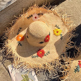 Daiiibabyyy  Summer straw hat 100% paper green ladies summer beach sun protection flat top straw hat шляпа женская летняя