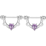 DAIIIBABYYY  -  1 Pair Stainless Steel Love Heart Shape Nipple Piercing Cubic Zirconia Butterfly Crown Barbell Tongue Piercing Body Jewelry