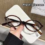 Daiiibabyyy  Oval Small Frame Retro Female Korean Plain Glasses Anti-blue Light Eyeglasses Eye Protection Ladies Optical Spectacle Eyeglass