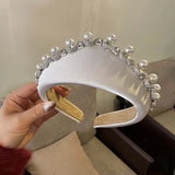Daiiibabyyy  Headwear Irregular Wide Hairband Rhinestone Waterproof Pearls Sponge Headband Sparkling Gorgeous Rhinestone Korean Hair Hoop
