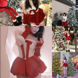 DAIIIBABYYY  -  Japan Christmas Outfit For Women Sexy New Year Halloween Holiday Dresses Bunny Cosplay Velvet Red Dress Santa Party Performance