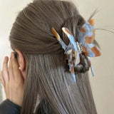 Daiiibabyyy  Vintage Acetate Butterfly Hair Claw for Women Fashion Large Marble Texture Butterfly Shark Crab Hair Clip Hair Accessories