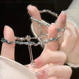 DAIIIBABYYY  -  Steel Fun Y2k Accessories Women Bracelet Crystal Purple Zircon Water Drop Pendent Tassel Hand Chain for Girls Friendship Gift