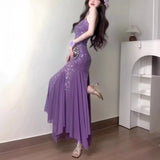 DAIIIBABYYY  -  High-End Feel Reversible Sequins Tank Dress Beach Vacation Pleated Large Wrap Skirt Princess Birthday Banquet Evening Dress