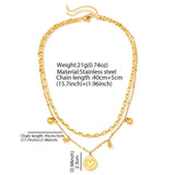 Daiiibabyyy  Stainless Steel Double Layer Heart Necklaces for Women Luxury Gold Color Love Beads Personality Choker Necklaces Jewelry Gifts