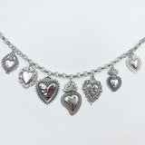 DAIIIBABYYY  -  Vintage Multiple Sacred Heart Pendant Necklaces With Silver Chain Personality Women's Party Birthday Jewelry