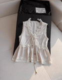 Daiiibabyyy  French Style Satin Ruffles Sweet Vests V Neck Lace Up All-match Slim Tanks Korea Chic Ins Sexy Pure Desire Spice Camis